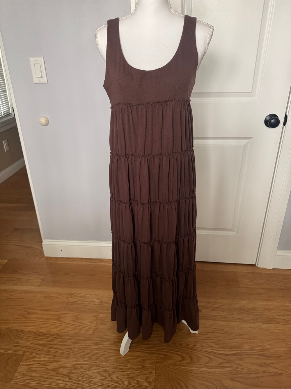 Alfani Brown Tiered Sleeveless Maxi Dress